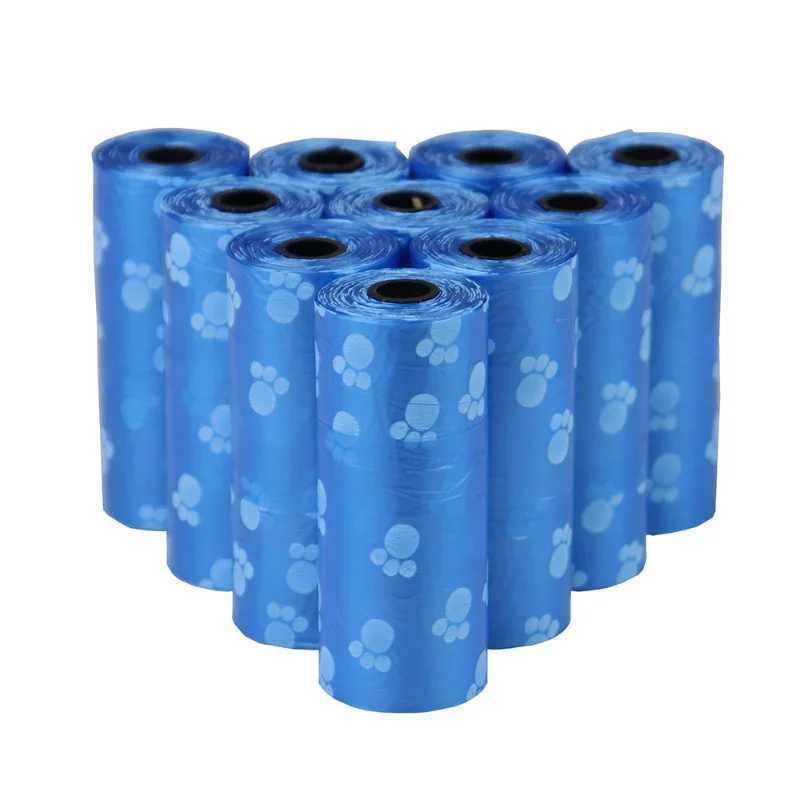 Pet Poop Bags Disposable Dog Perros Waste Bag Bulk Poop 5 Roll(75Pcs) Bags with Paw Prints Clean Pick Up Tools Pet ItemsXJ250104