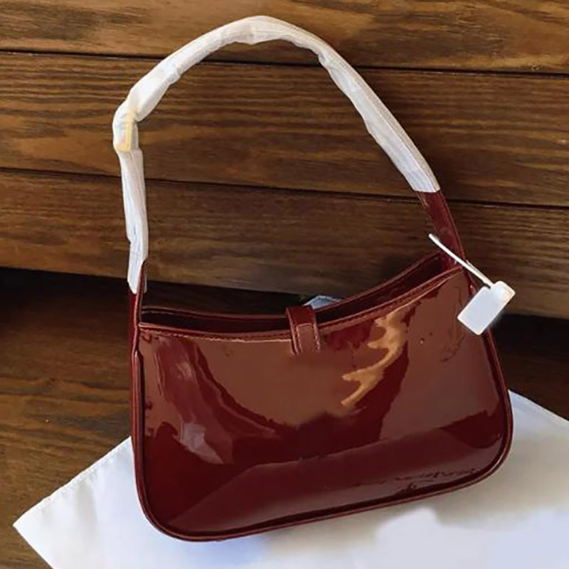Women Handbag Burgundy Designer Bag Hobo Bag Patent Leather Fashion Underarm Black Cherry Red Shoulder Bag Purse