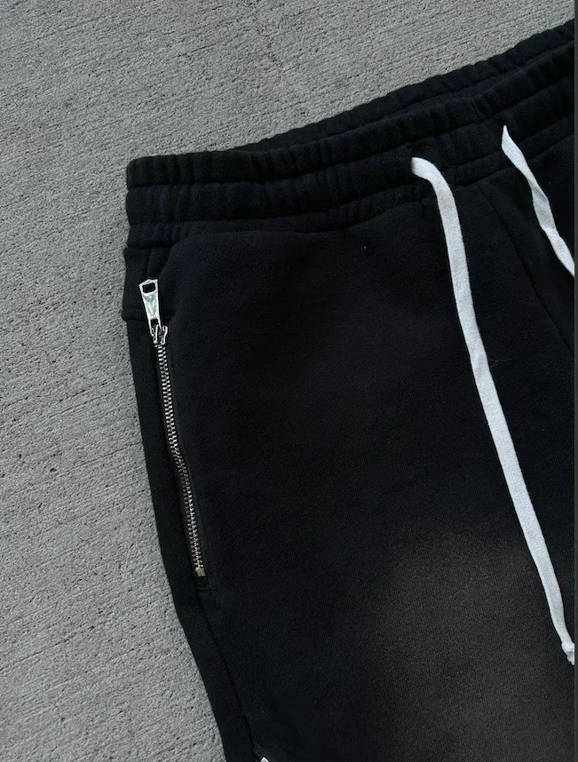 Y2K retro zipper decoration sports pants street clothing bag casual pants mens Harajuku hip-hop retro jogging Trouser 250103