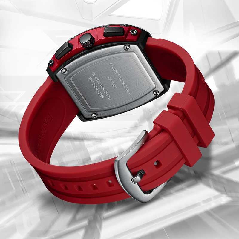 Mark Fairwhale Fashion Mens Rubber Strap Resin Case Quartz Fashion Waterproof Watch W250104