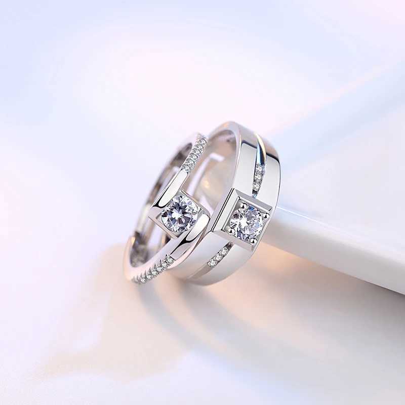 Real 925 Stelring Silver New Mans Couple Jewelry Fashion Crystal Zircon Ring For Woman XY0392XJ250104