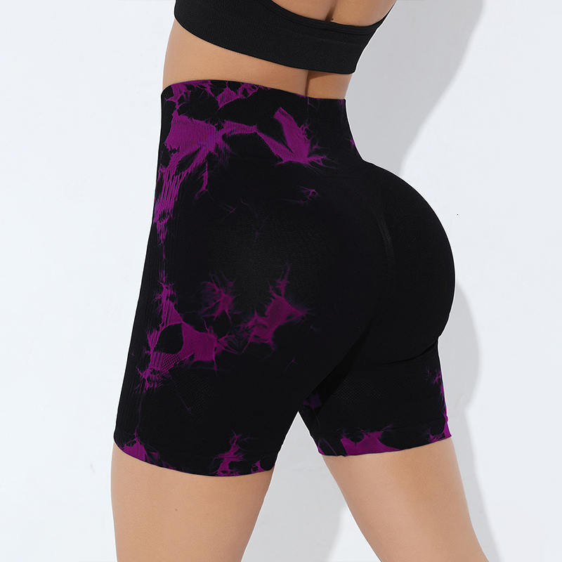Tie Dye Workout Shorts For Women, Scrunch Butt Lifting High Waisted Yoga Gym Seamless Booty Biker Shorts, Women's Activewear