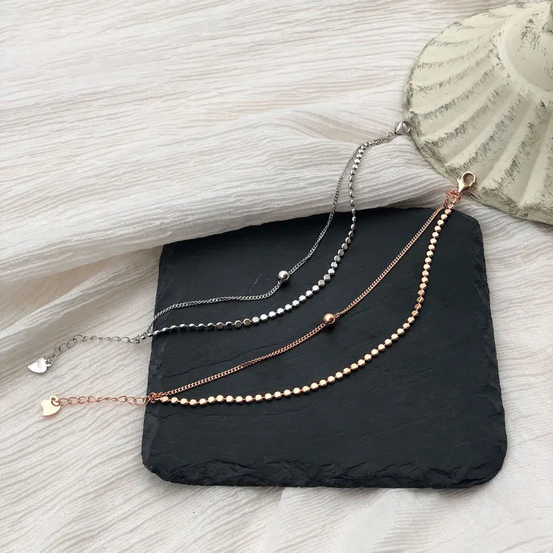 Silvology 925 Sterling Silver Double Layer Flat Round Beads Bracelets for Women Rose Gold Elegant Bracelets 925 Festival Jewelry 250102