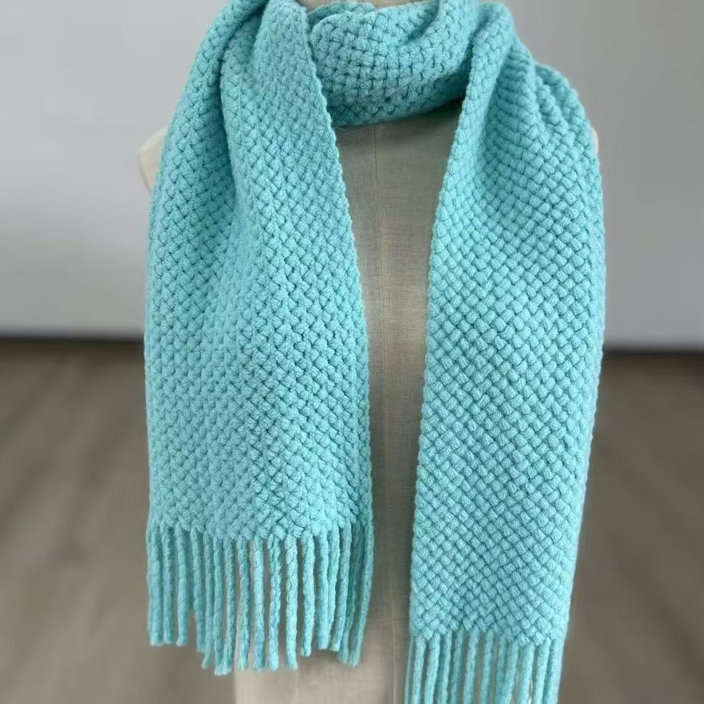 T059 new style ladies winter simple versatile warp knitted scarf decorative warm solid color knitted wool