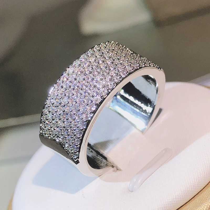 925 silver fashionable crystal finger ring with sparkling rhinestones vintage wedding ring womens romantic jewelry giftXJ250412