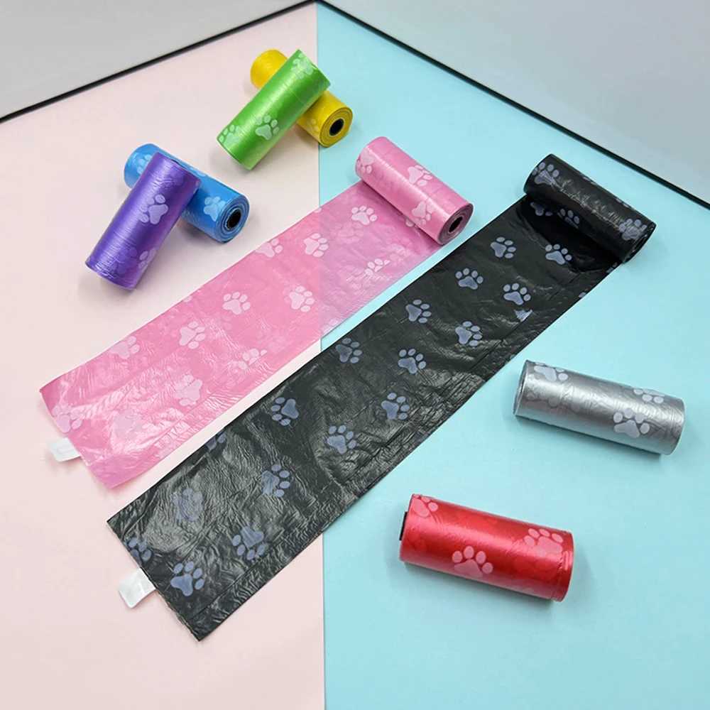 8pcs Degradable Pet Dog Waste Poop Bag With Printing Doggy Bag Degradable Pet Waste Clean Poop Bags Dog Up Clean Bag DispenserXJ250104