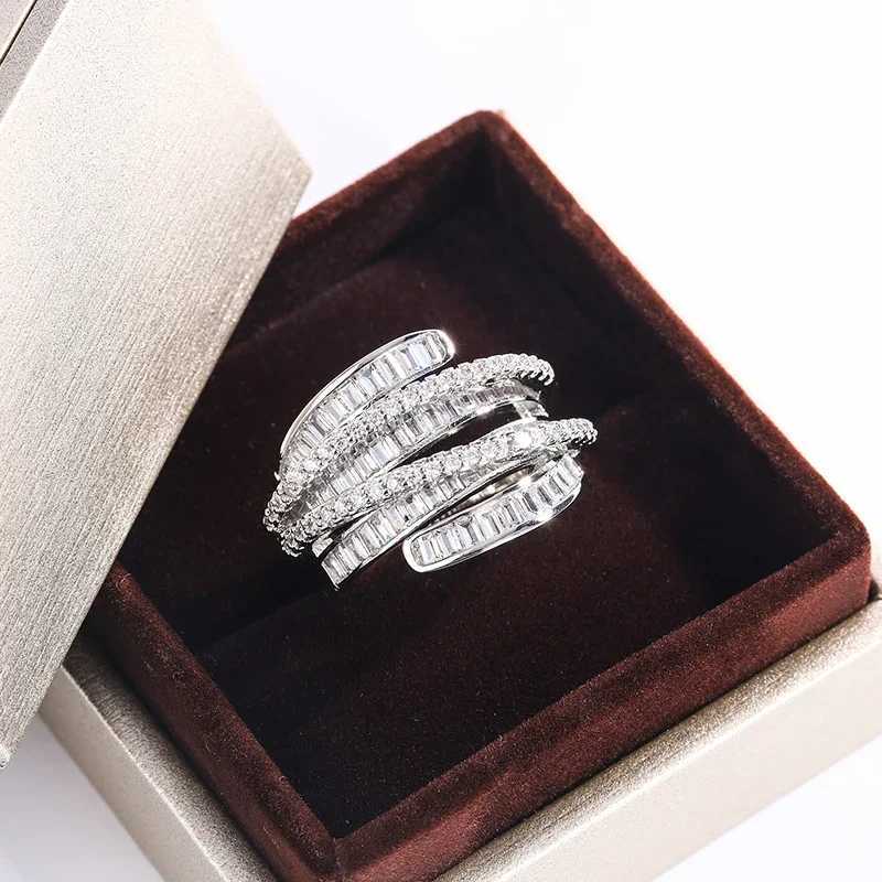 High Quality Interwoven Geometric White Zircon Ring 925 Silver for Ladies Wedding Party Engagement Jewelry GiftXJ250104