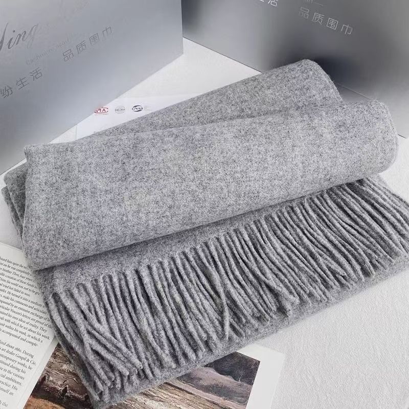T058 autumn and winter cashmere warm solid white pink long scarf shawl neck literary girl