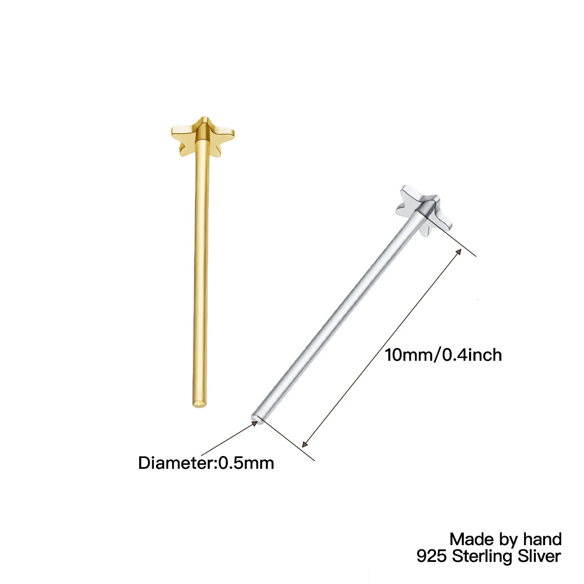 20Pcs 925 Sterling Silver Small Cute Star Shape Nose Piercing Stud Pircing Nariz Percing Nez 250103
