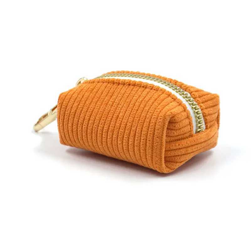 Fashion Corduroy Dog Poop Bag Carrier Cute Dog Poop Bag Dispenser With Gold Metal Zipper Travel Dog Poop Dispenser Eco FriendlyXJ250104