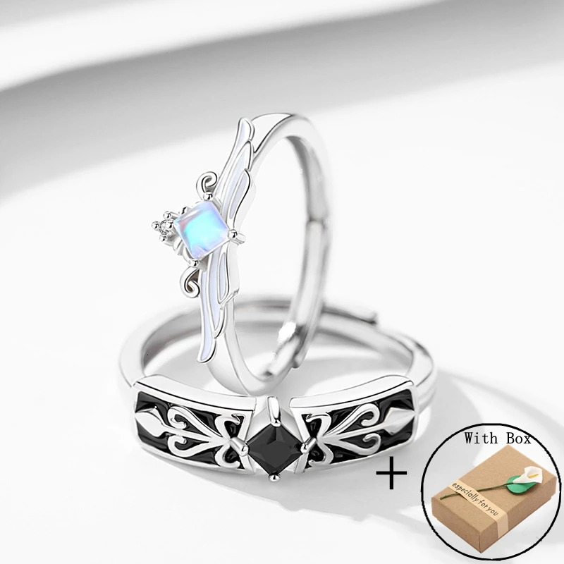 Silvology Real 925 Sterling Silver Princess Knight Couple Rings Original n Crown Birthday Ring Valentines Day Jewelry 250103