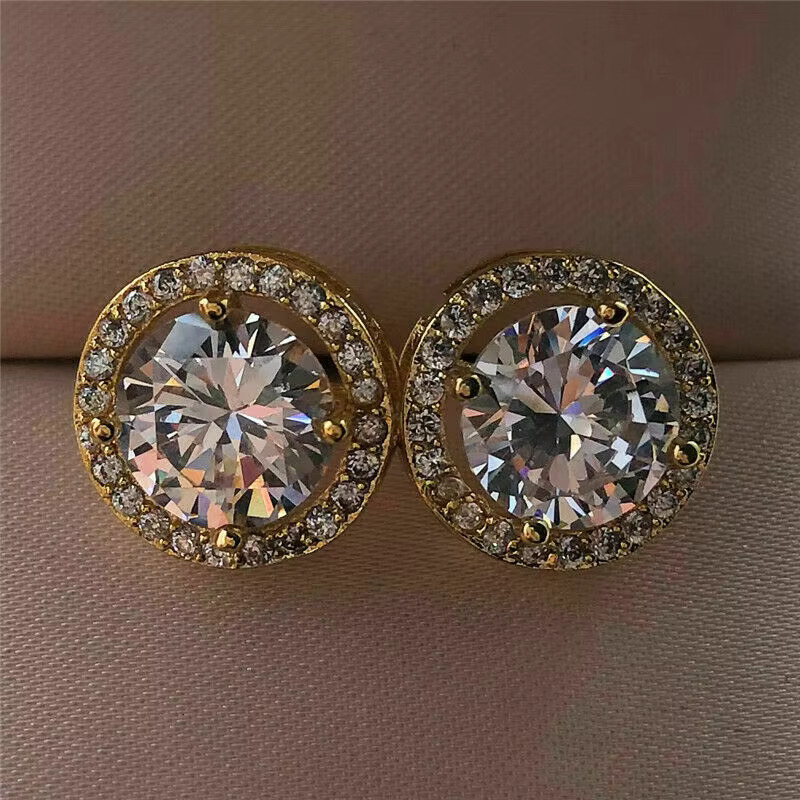 jewelry 3ct Round Halo Stud Earrings sterg sier Push Back Moissanite Earring