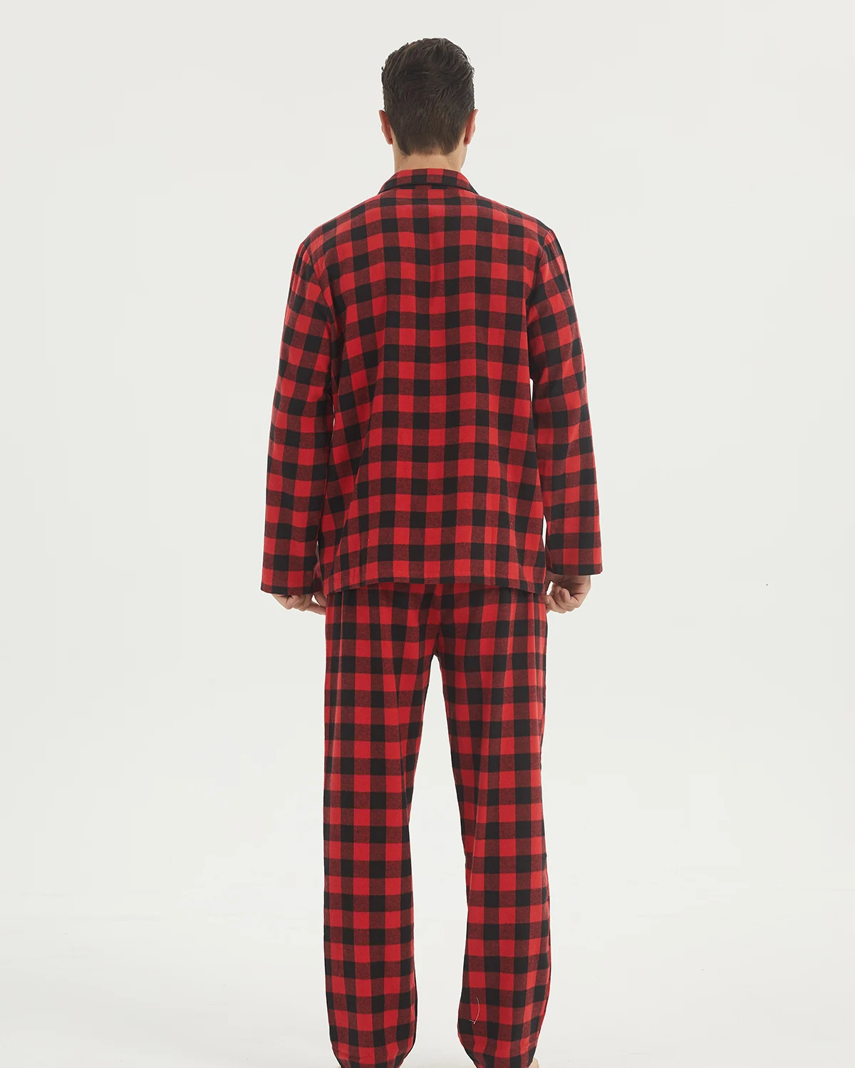 Mens Flannel Pajama Sets Cotton Plaid Pajamas for Men Pjs Set Soft Lounge Sleepwear Pj Pants with Pockets Shirts 250103