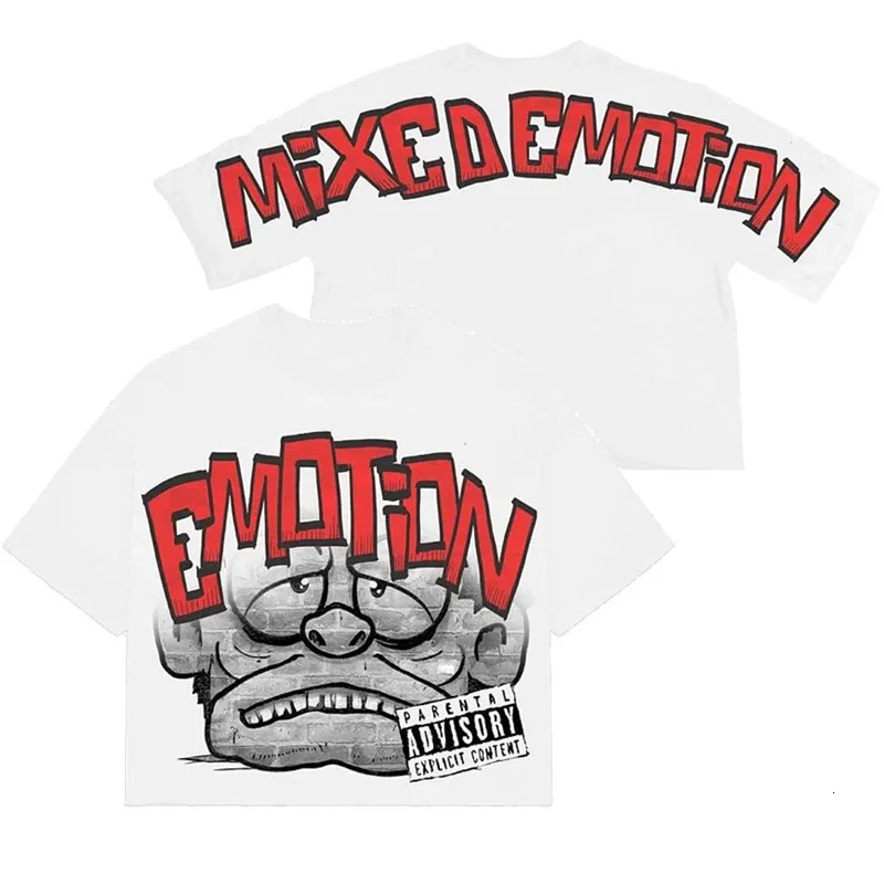 Loose casual cartoon monster graphic T-shirt Y2K Harajuku hip-hop oversized short sleeved mens gothic top 250103