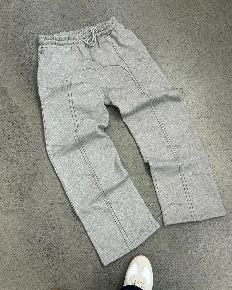 American Retro Personalized Splicing Oversized Sweatpants Men Y2K Harajuku Casual Loose Knitted Pants Punk Street Trend Trousers 250103