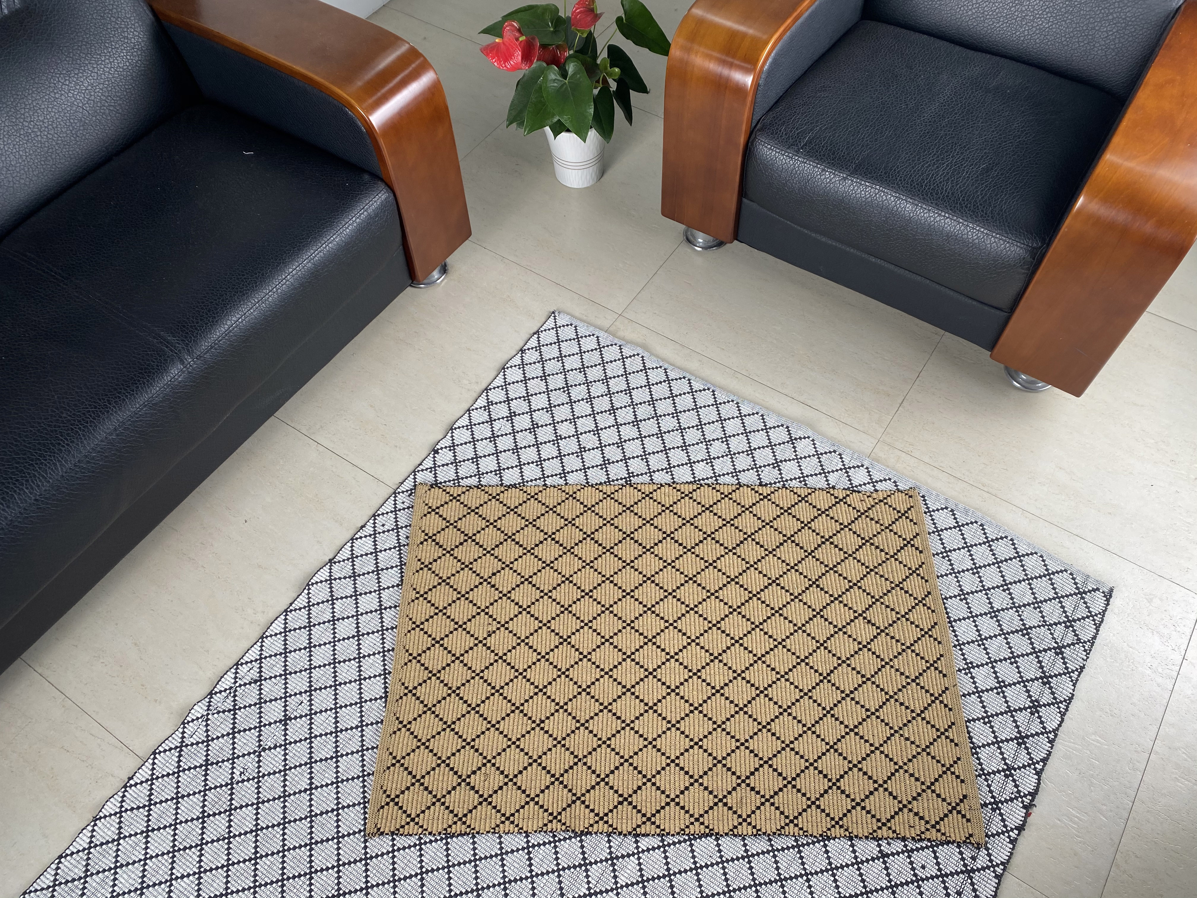 Sophisticated Hand-Woven Cotton Floor Mats - Versatile Design Addition for Modern Living Spaces