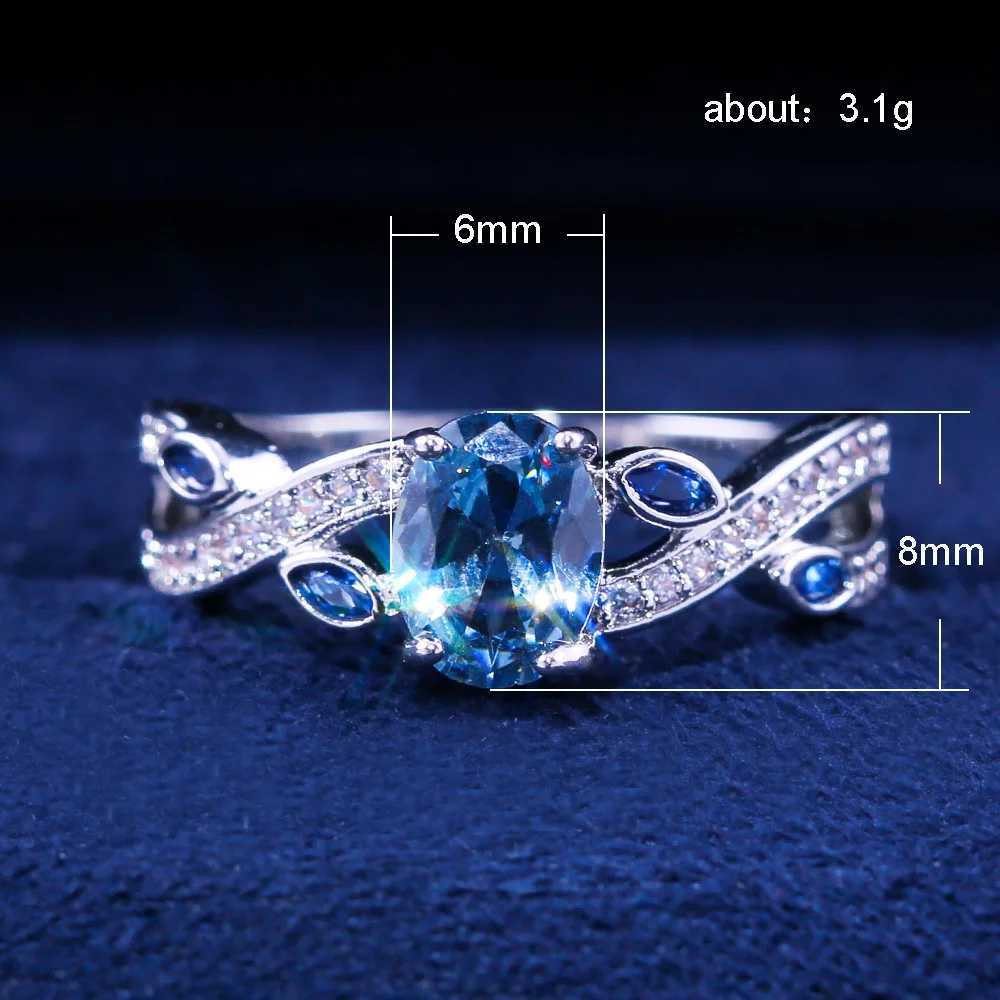 New Luxury Big silver 925 original Rings with Blue Colors CZ Zircon Stone for Women Fashion Wedding Engagement Rings GiftsXJ250104