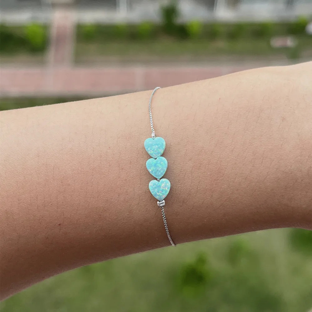 1 piece/batch Free delivery of beautiful 6mm protein stone heart silver 925 bracelet for womens heart opal jewelry used for girls gift sales 250102
