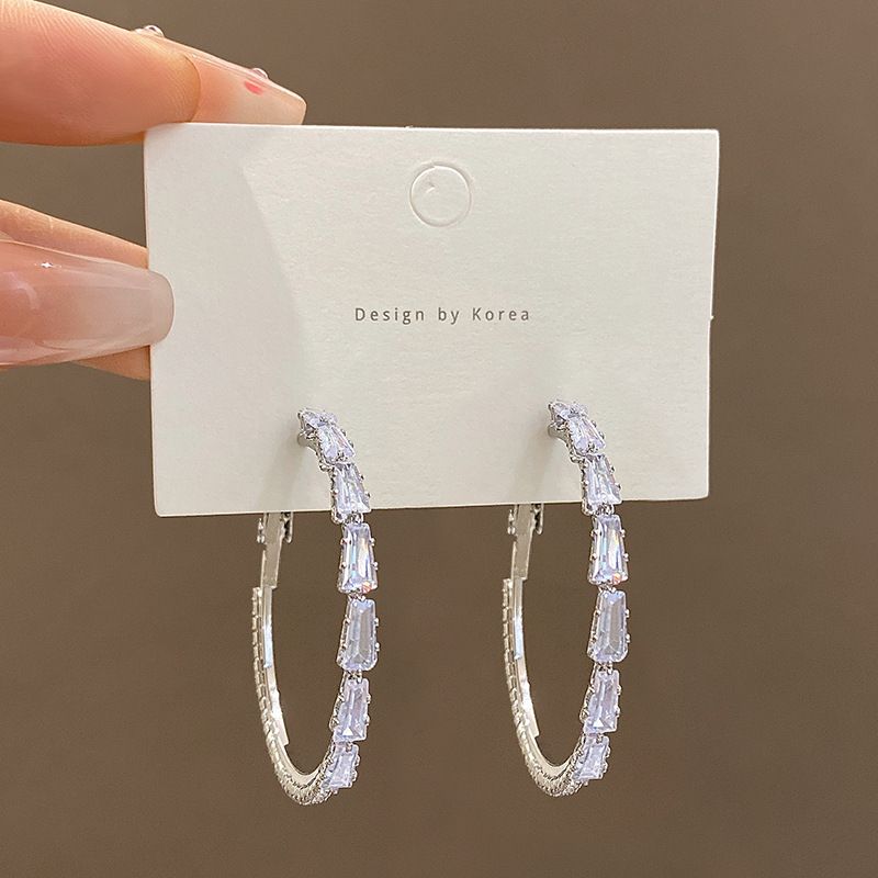 Big Zircon Hoop Earrings Huggie Diamond Ear rings for Women Fine Fashion Jewelry