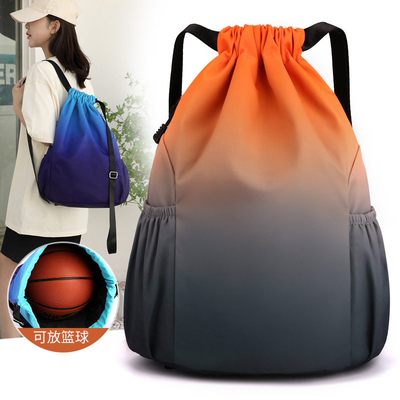 Leisure Large Capacity Backpack, Drawstring Pocket, Training Outdoor Travel Bag, Printed Text