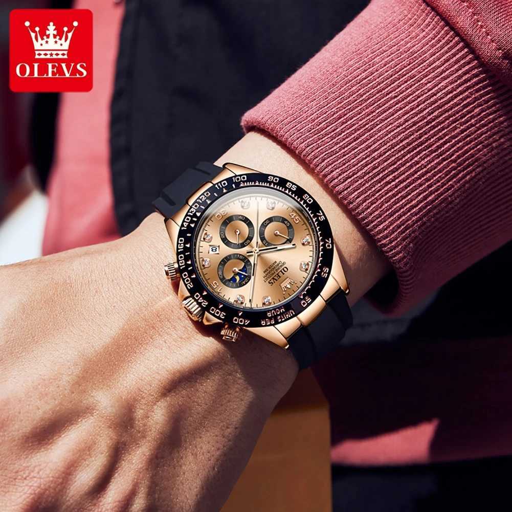 OLEVS 2875 Mens Luxury Quartz Original Sile Sports Multi functional Waterproof Luminous Date Timer W250104