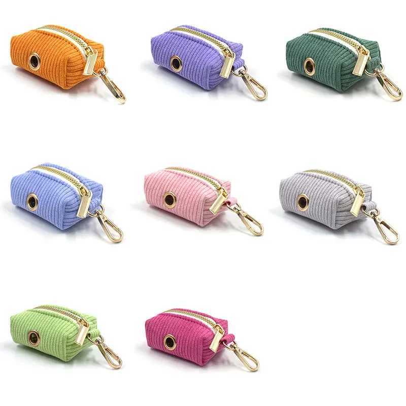 Corduroy Colorful Dog Poop Bag Holder Leash Attachment Protable Pet Waste Bag Dispenser Snack Bag for Outdoors Waiking HikingXJ250104