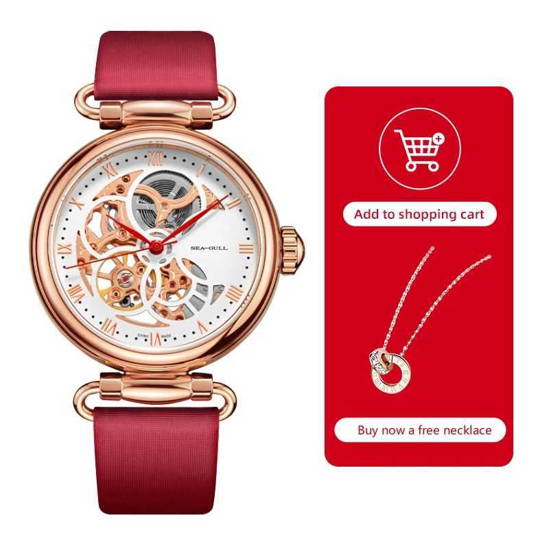 2022 Seagull Fashion Womens Leather Str Waterproof Automatic Full Hollow Mechanical Womens 811.11.6002 W250104