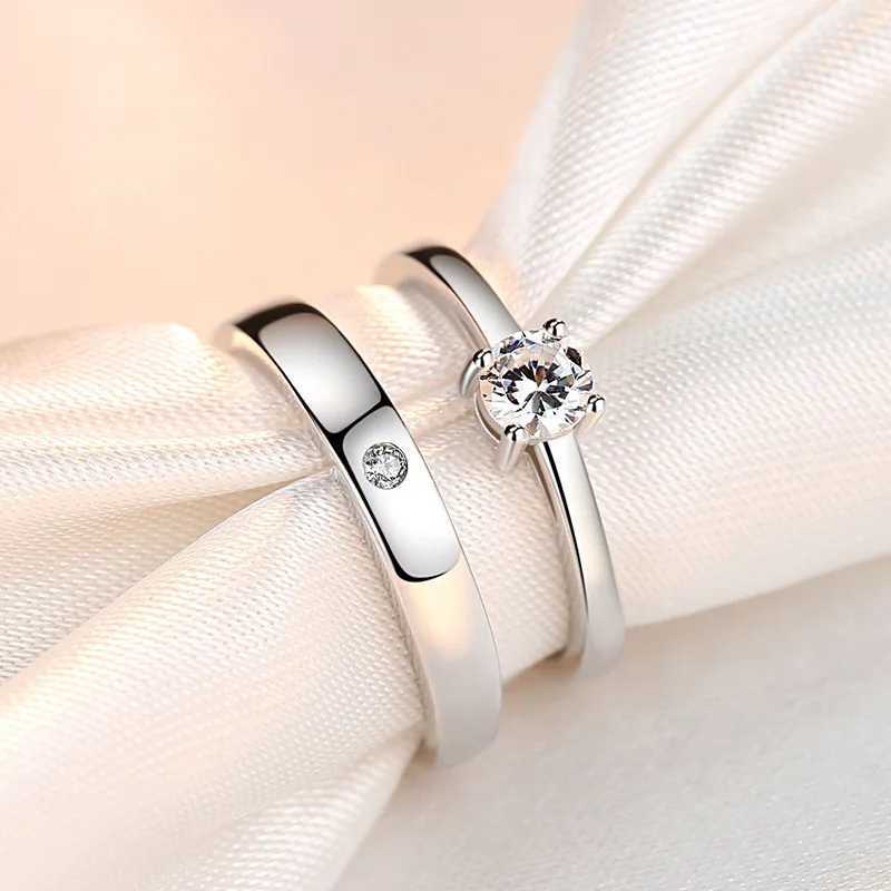 Womans 925 Sterling Silver Fashion Jewelry New Crystal Zircon Couple Rings For Men XY0345XJ250104