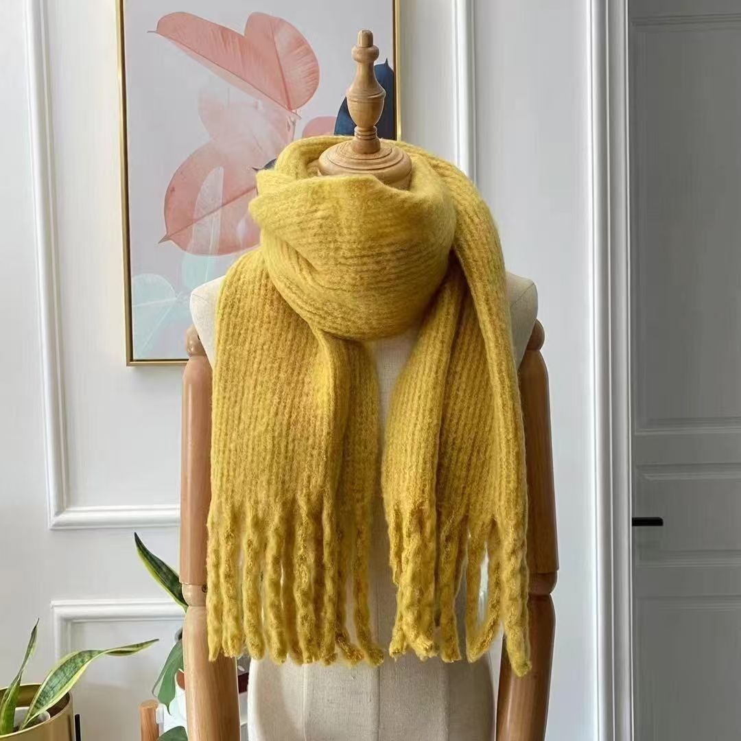 T051 Couple Korean scarf men and women autumn and winter long solid color shawl dual-purpose student warm neck scarf trend