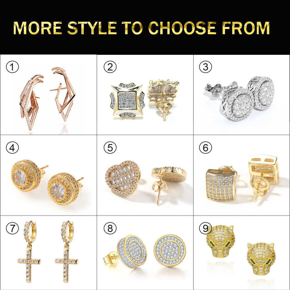 Hot Selling 10K 14K Solid Gold Moissanite Flower Earring Iced Out Round Brilliant Cut Diamond Earring Stud For Men Women