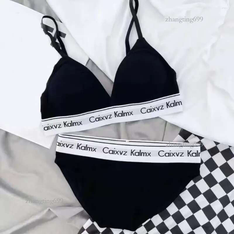 Bras Sets Breathable Backless Print Underwear Set V-neck Sports Letter Printed Bra Wireless Summer Style Women's Bikini