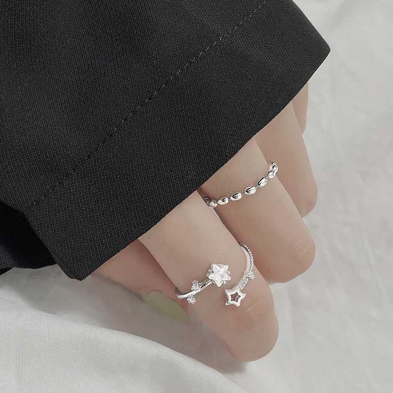 925 Sterling Silver Star Crytal Ring for Women Girl Personality Simple Adjustable Exquisite Jewelry Dropshippipng GiftXJ250104
