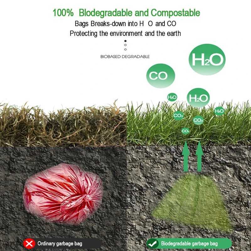 1-24Roll Corn Starch Biodegradable Pet Garbage Bag Compostable Vest Style Cat Dog Poop Trash Bags Outdoor Pets Carriers ToolXJ250104