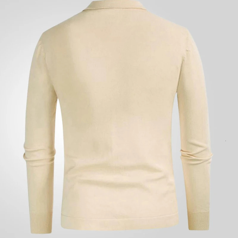 Mens Spring Clothing Business Knitted Polo Shirt Casual Button Long Sleeve Retro Fashion Patch Work Knitted M-3XL 2025 Style 250103
