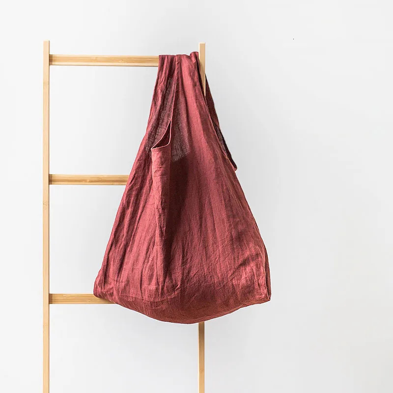 Retro Linen Shopping Bags Women Reusable Sundries Bags Foldable Large Handbags Female Travel Beach Shoulder Bags 250102