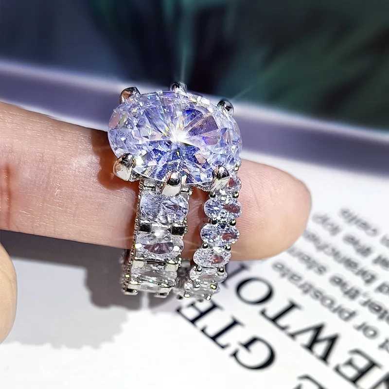 NEW Elegant Zircon Ring Set S925 Silver Color Engagement Wedding Jewelry For Women 2021 Fashion Crystal Gift WholesaleXJ250104