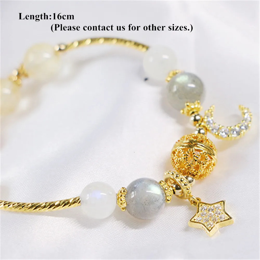 Natural Stone Bracelet and Bracelet Crystal Bead Bracelet Womens Moon Stone Lemon Strawberry Quartz 925 Silver Jewelry 250102