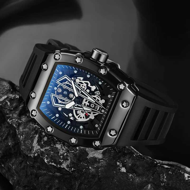 New Mens Fashion Watch Sport Mens Sile Str Automatic Metal Bucket Luminous Waterproof Quartz Watch W250104