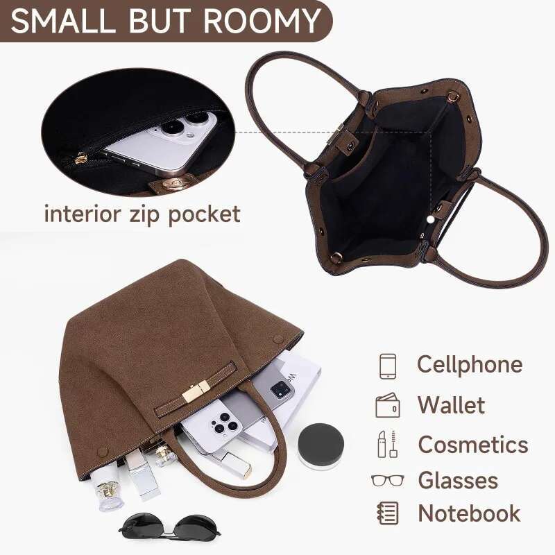 Design Autumn Winter Large Capacity Scrub Faux Suede Tote High Quality Pleated Leather OL Daily Commuter Shoulder Bag