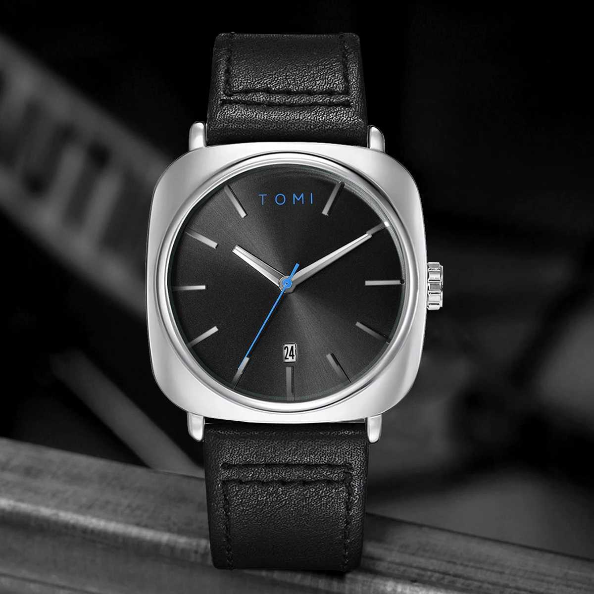 TOMI Mens Fashion Busin Design Square Small Disc High Quality Mini Design Elegant Mens Quartz W250104