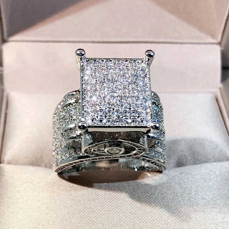 925 sterling silver high quality white zircon diamond ring geometric three-dimensional diversified ring suitable for coupleXJ250514