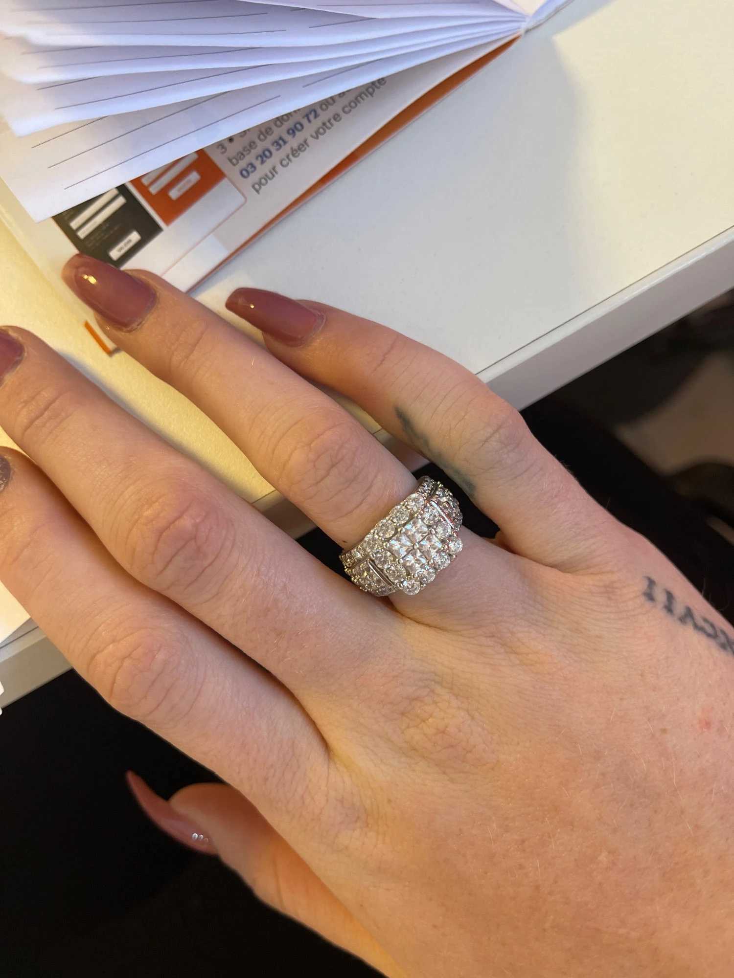 Luxury 925 Sterling Silver pave 4pcs Princ-cut SONA Diamond Wedding Rings for Women Simulated Platinum Jewelry Girl giftXJ250104