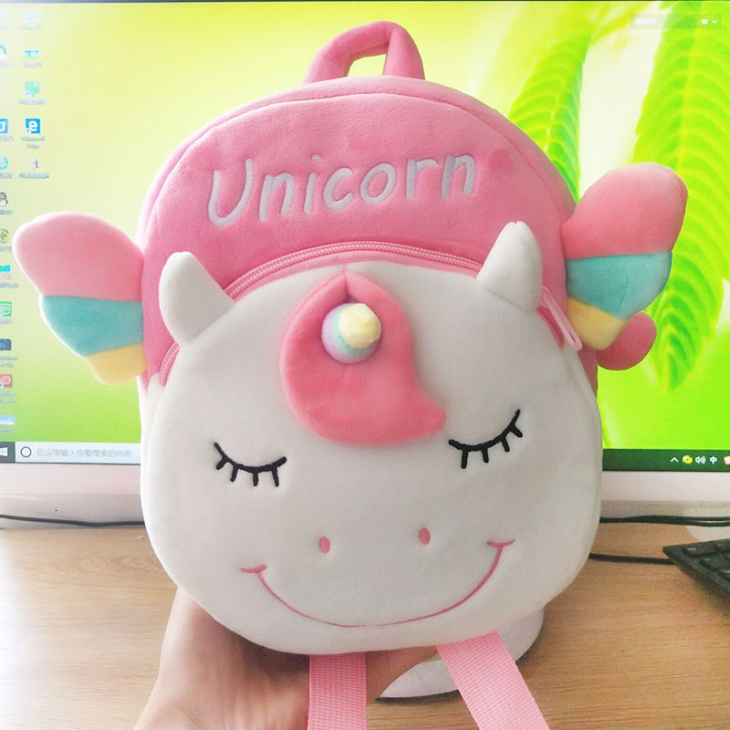 Children's Cute Plush Cartoon Unicorn Casual Backpack, Suitable For School, Travel, Kids School Baby Bag