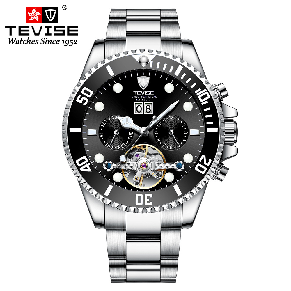 TEVISE Water Ghost Watch for Men Fully Automatic Mechanical Watch Tourbillon Fashion Watch Men T022 T823F