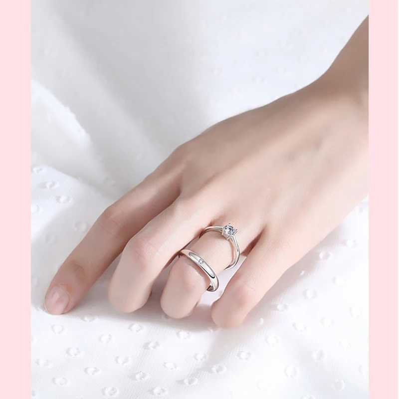 Womans 925 Sterling Silver Fashion Jewelry New Crystal Zircon Couple Rings For Men XY0345XJ250104