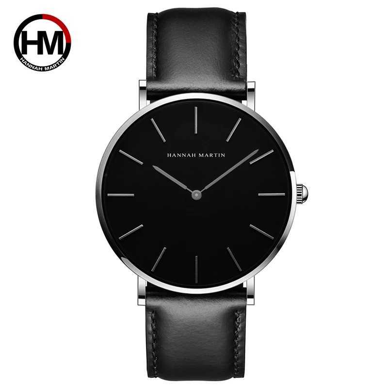 Hannah Martin Brand Jan Quartz Mens Waterproof Watch Fashion Luxury Ultra Thin Leather Creative Mens Watch W250104