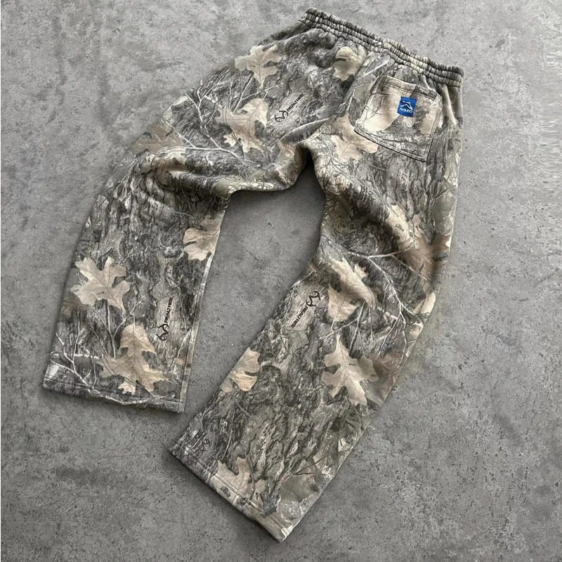 Y2K pocket pants camouflage pattern printed high street hip-hop sportswear mens oversized unisex casual camouflage streetwear 250103