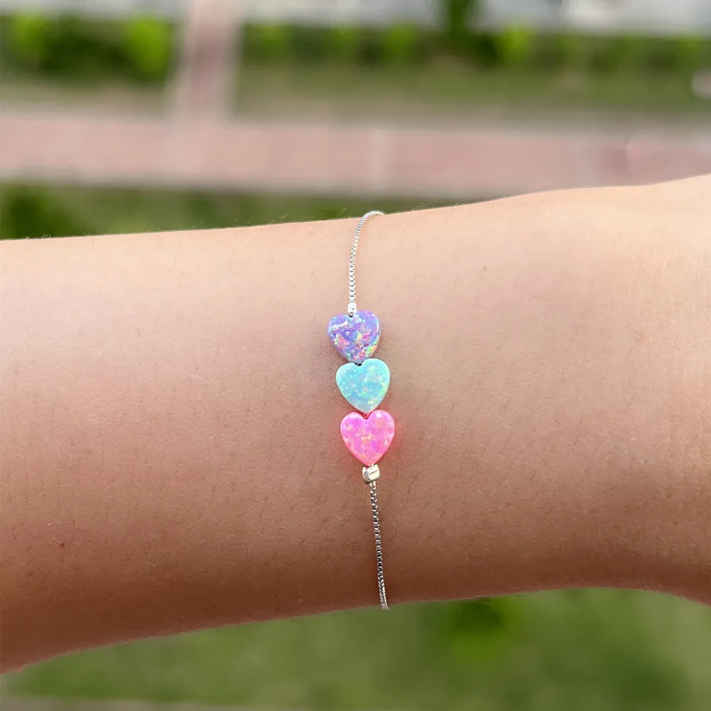 1 piece/batch Free delivery of beautiful 6mm protein stone heart silver 925 bracelet for womens heart opal jewelry used for girls gift sales 250102