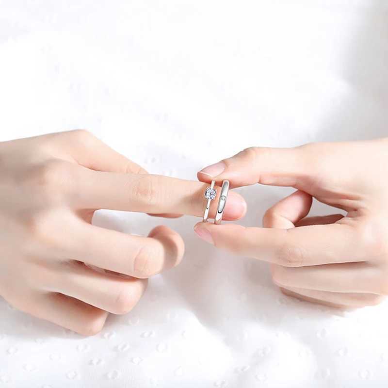 Womans 925 Sterling Silver Fashion Jewelry New Crystal Zircon Couple Rings For Men XY0345XJ250104