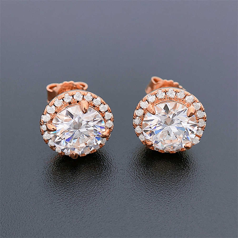 Icedminer Moissanite Diamond Earrings Round S925 Silver Ear Jewelry Pass Tester S925 Silver Earrings for Women